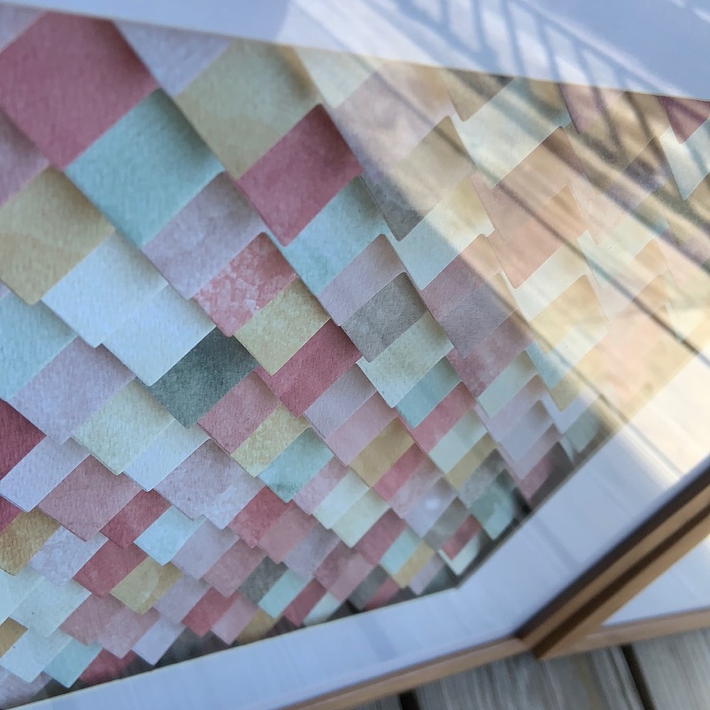 Framed Layered Paper Art Light Wood White Matte - Picture 4 of 5